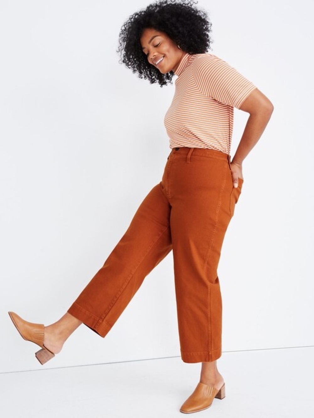 Madewell Slim Emmett Wide-Leg Crop Pants in Warm Nutmeg
